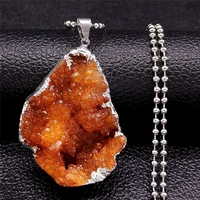 2022 big yellow crystal charms necklace boho silver color long pendant necklace jewelry pendentif pierre naturelle nxs04