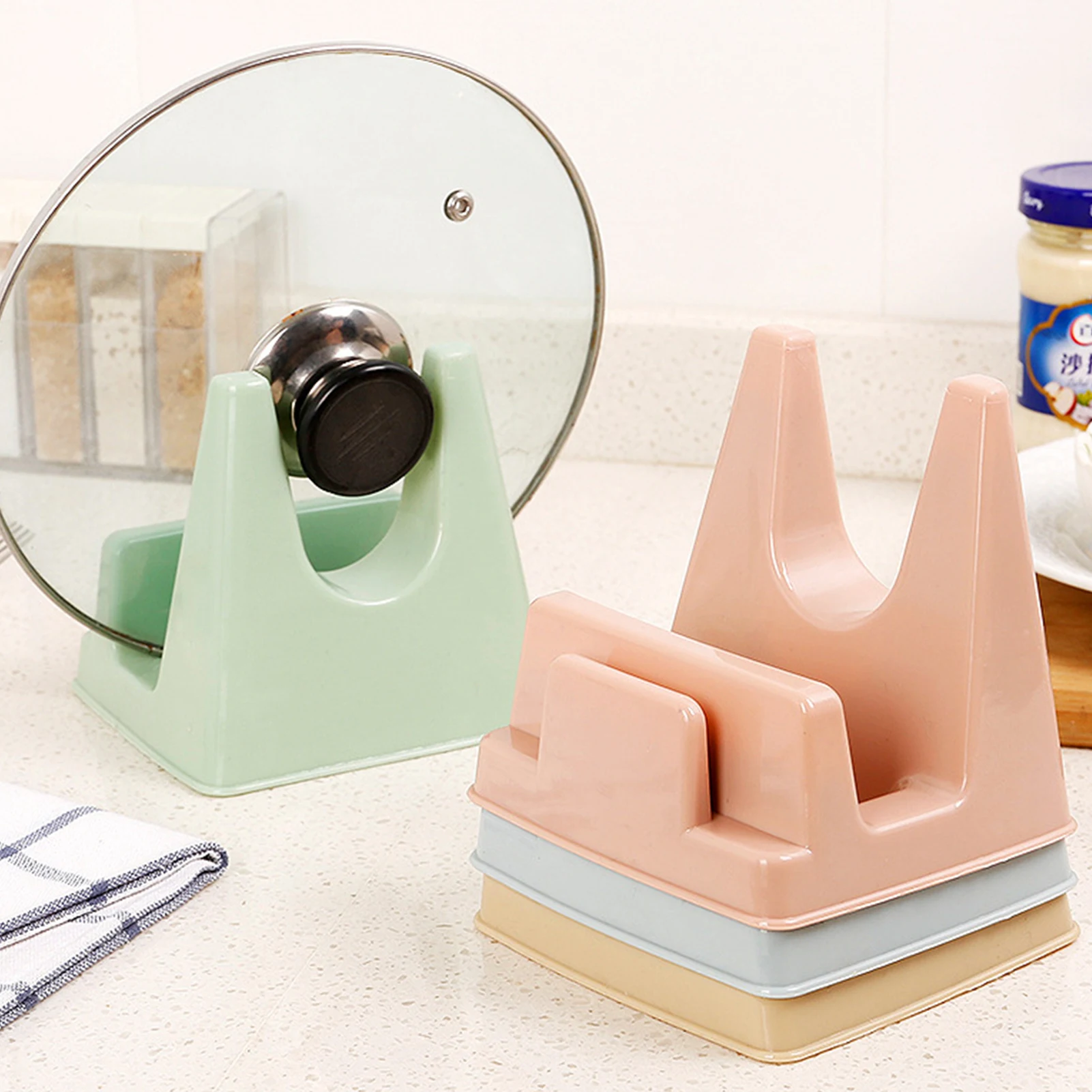 

1pcs Pot Lid Rack Plastic Spoon Holder Stand Kitchen Organizer for Fork Spatula Rack Pan Cover Shelf Tableware Storage Rack