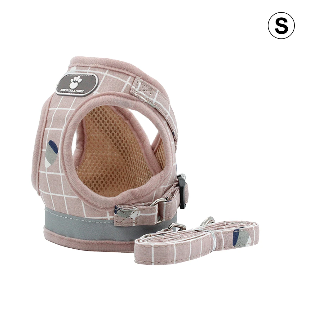 

Reflective Safety Pet Dog Harness And Leash Nylon Mesh Kitten Puppy Pet Vest Walking Lead For Small Middle Dog Pet Supplies