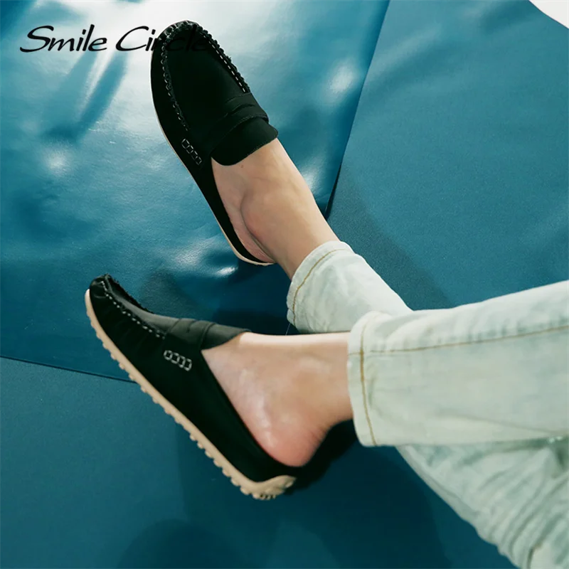 лоферы женские Улыбка круг Большие размеры 36-43 Шлёпанцы слипоны Для женщин