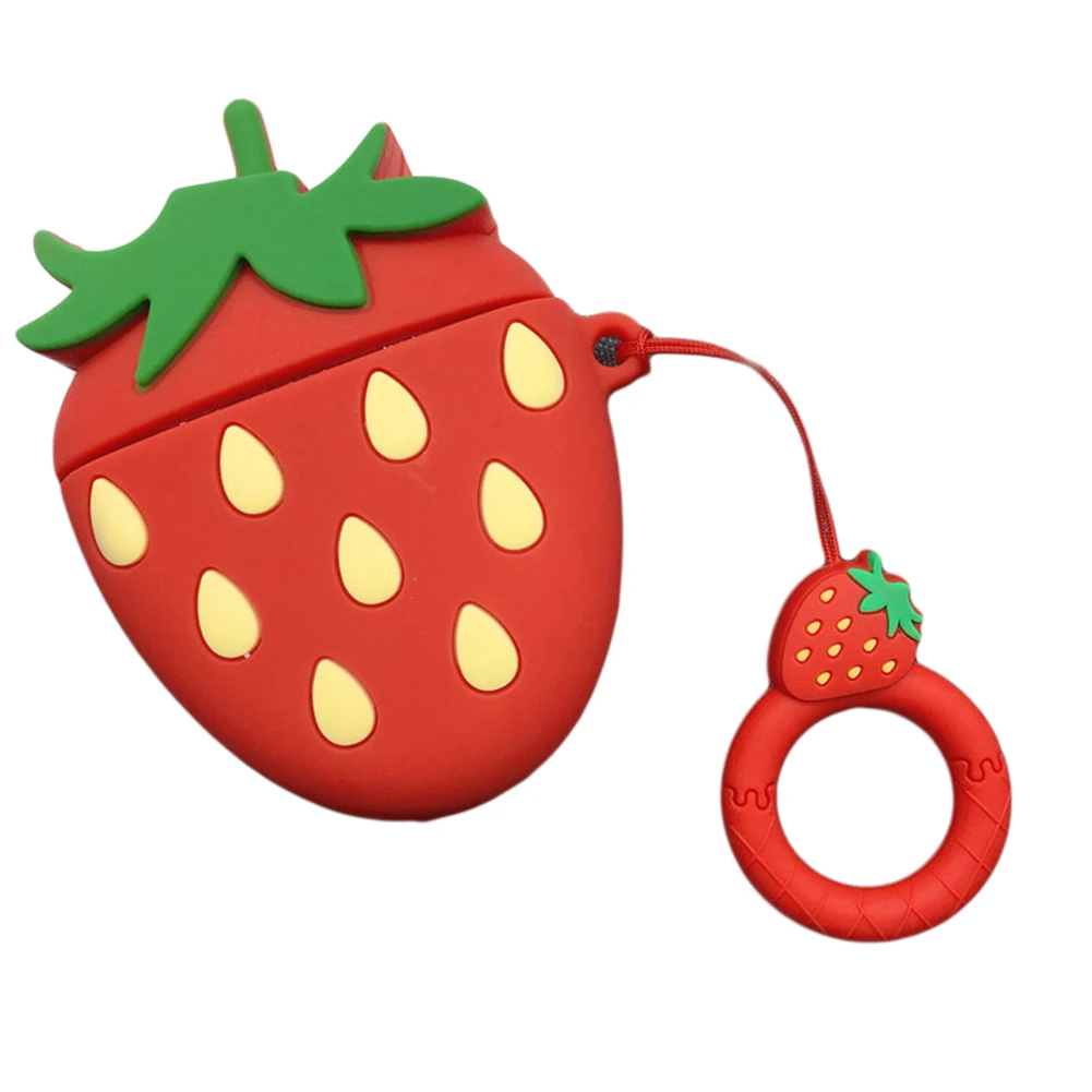 Силиконовый чехол для наушников Air Pods 1/2 с изображением клубники и персиков |