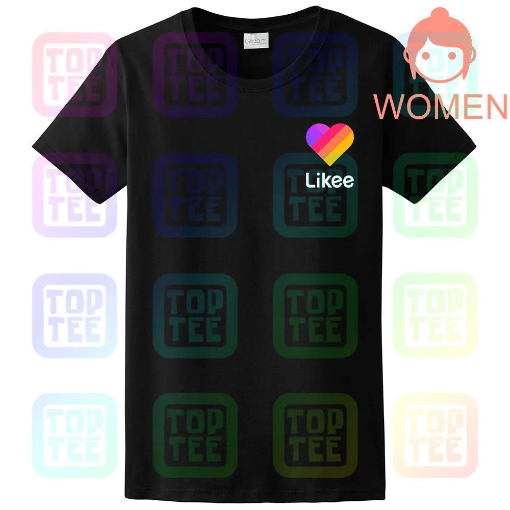Women Black Likee футболка для приложения likee hear футболка классная футболка забавная футболка - Цвет: Women Black