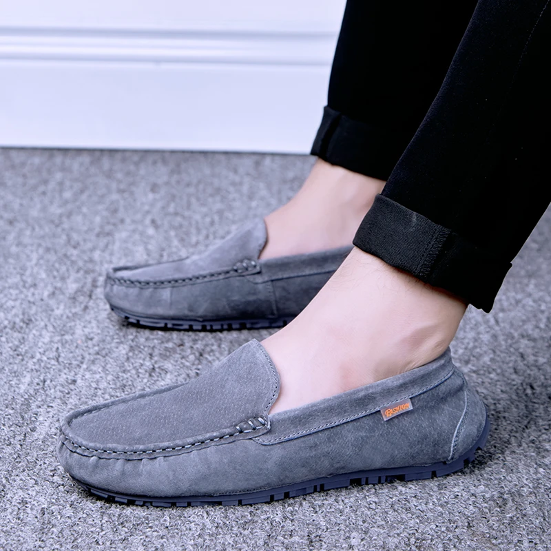 

Мокасины мужские из коровьей замши, дышащие удобные лоферы, модная Уличная Повседневная обувь для вождения