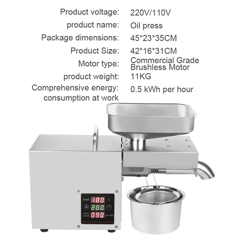 Малый пресс из нержавеющей стали для холодного пресса масло кунжута арахисовая