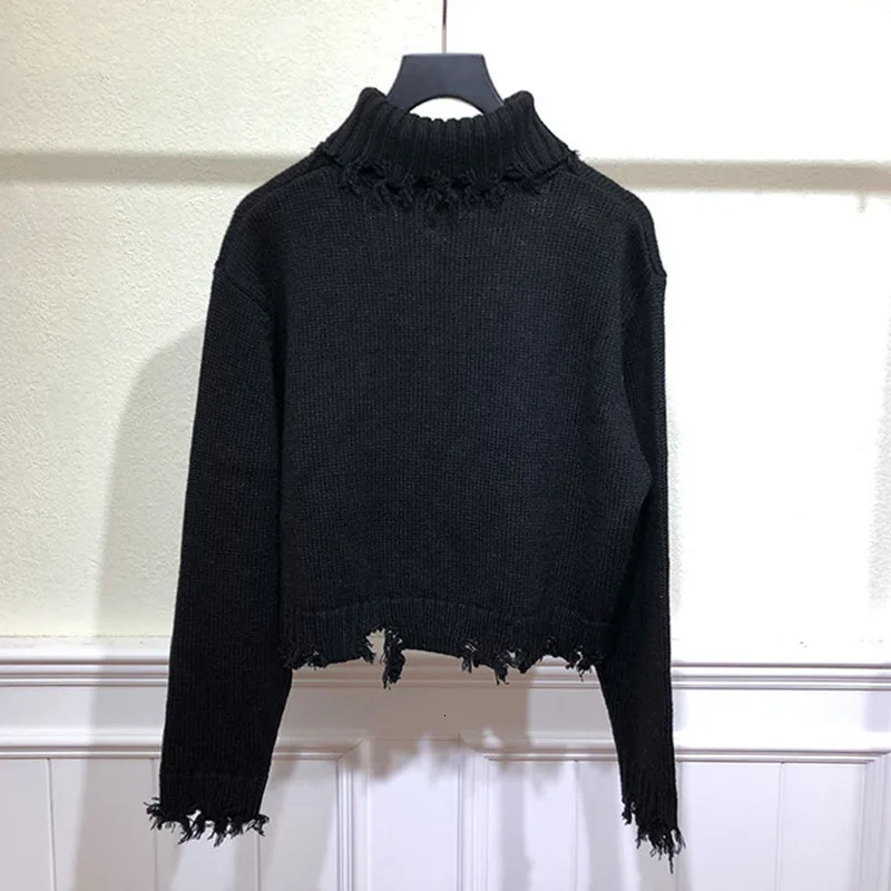 DEAT 2020 Новинка водолазка с длинными рукавами кисточками короткий широкий пуловер