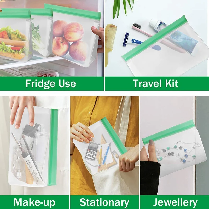 Многоразовые мешки для хранения продуктов стоьте вверх PEVA Ziplock сэндвич мешок