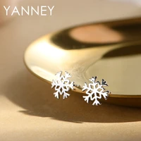 yanney silver color korean snowflake stud earrings woman fashion simple christmas exquisite jewelry gifts