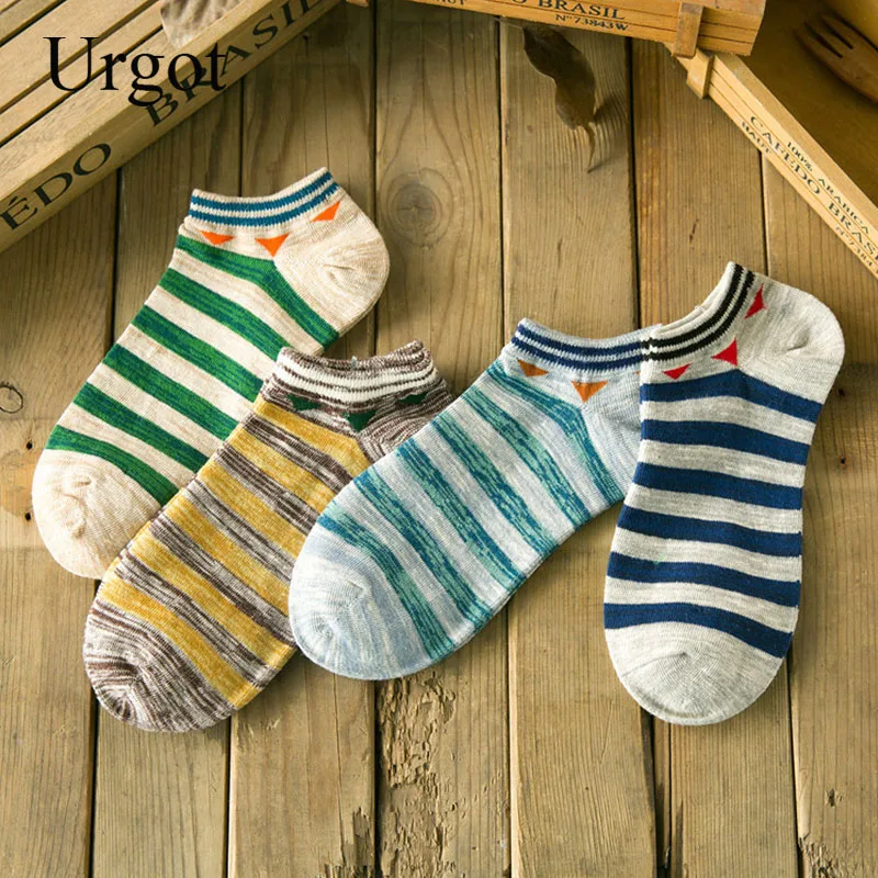 

Urgot 2021 New 5 Pairs Men Striped Boat Socks Summer Fashion Cotton Socks Individual Trendy Casual Ankle Sock Meias Calcetines