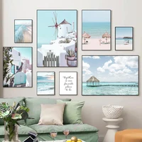 ocean beach poster coastal tourist city canvas print sea scenery wall art painting nordic posters and prints living room decor