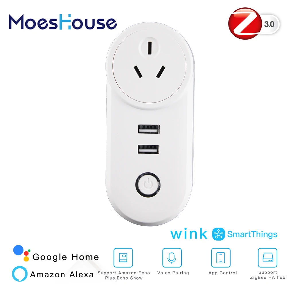 AU ZigBee3.0 двойной USB беспроводной разъем SmartThings приложение дистанционное