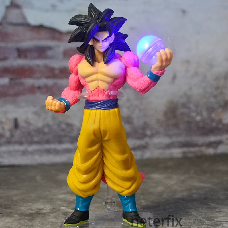 Dragon Ball Super Saiyan 4 фигурка из черных волос Сон Гоку GT светодиодная Фигурка DIY ночной