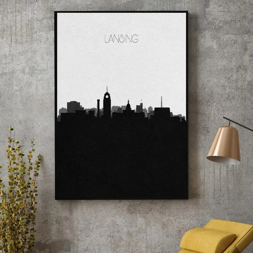 

Lansing Skyline Art Canvas Poster Print Home Decor Painting No Frame