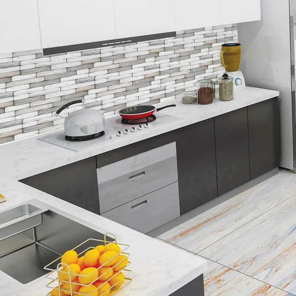 

9PCS Brick Tile Stickers For Bathroom Kitchen Wallpaper Oil Proof Waterproof Self-adhesive DIY Wall Sticker Home Decor Decal