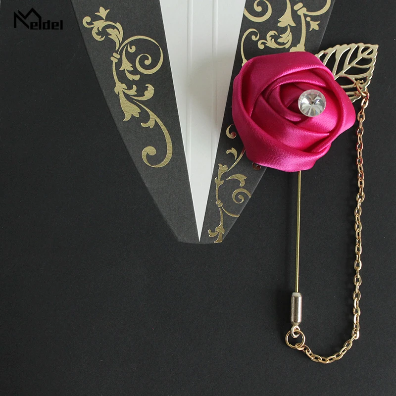 Rose-red Meldel Искусственный цветок розы свадебная бутоньерка для жениха корсаж Бутоньерка брошь корсажи Свадебный планировщик свадебные аксессуары - Цвет: Rose-red