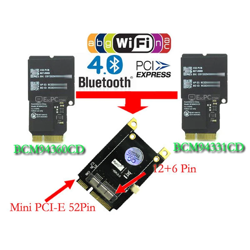 Адаптер версии 3 0 для BCM94360CD модуля к Mini PCI-E 52Pin интерфейс без диска Простая