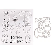 fpxr21 easter rabbit mushroom set cutting dies and stamps diy hand account scrapbook transparent silicone seal rubber stamp