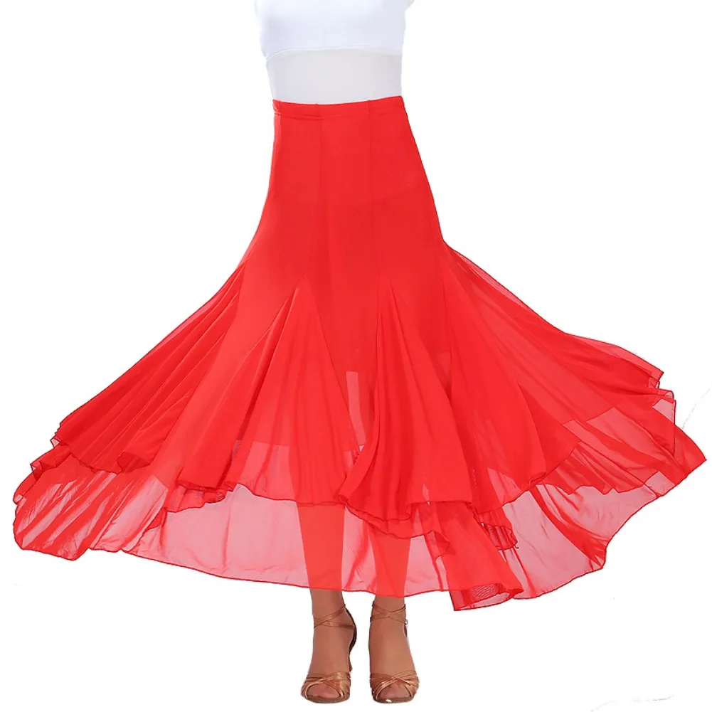 

Women Dance Skirts Solid Color High Waist Skirts Waltz Dance Adult Party Skirt