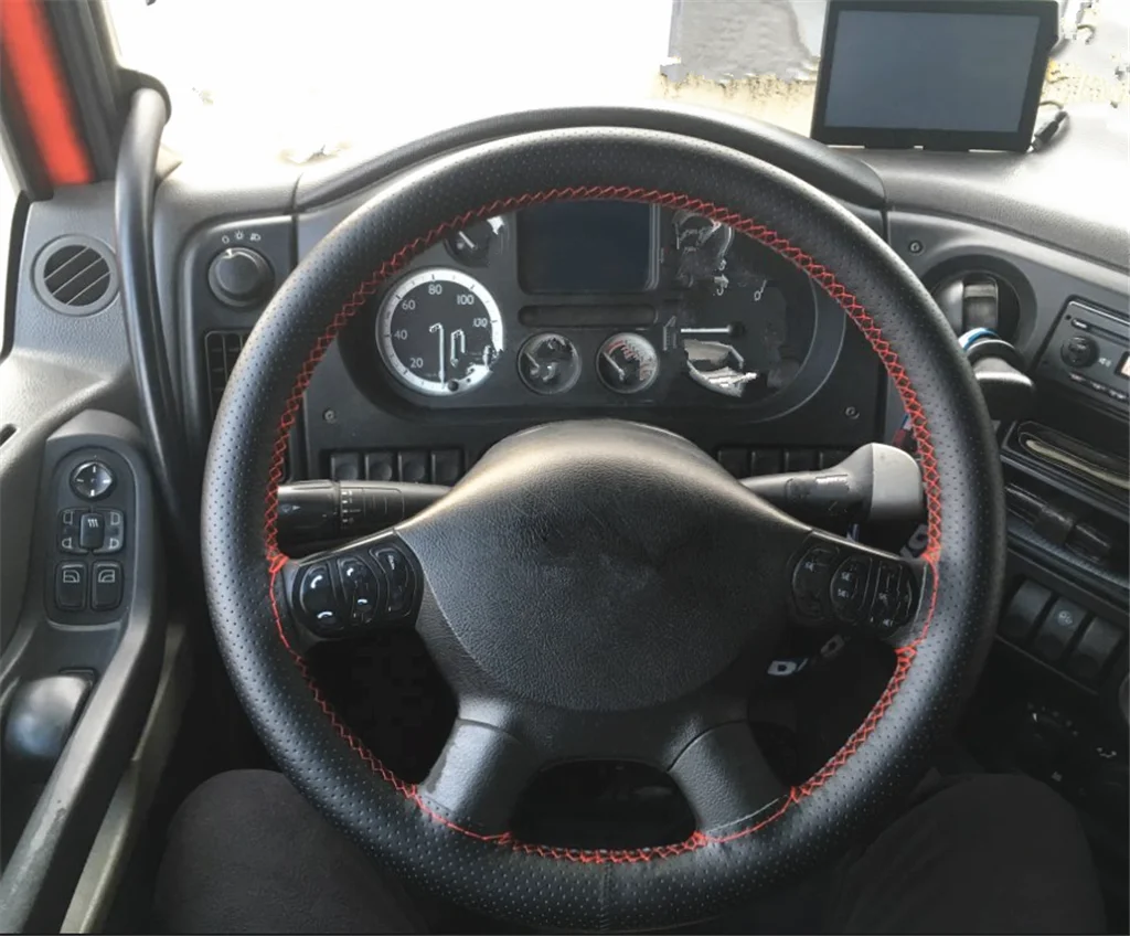Автомобильный чехол на руль кожаная карточка автобуса для грузовика 42/45/47/50 см