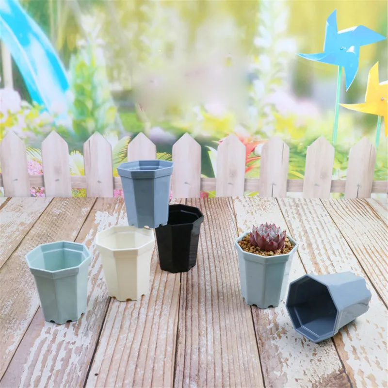 Восьмиугольный пластиковый цветочный горшок кактус сочный для растений
