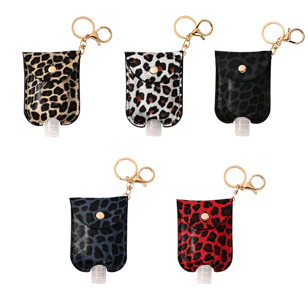 

60ML Leather Case Leopard Print Hand Sanitizer Key Chain Backpack Pendant Disinfectant Key Chain Pendant Bottle with Key Chain
