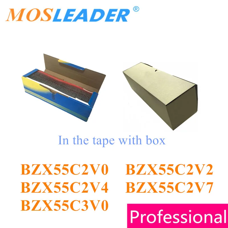Mosleader 5000 шт. DO35 BZX55C2V0 BZX55C2V2 BZX55C2V4 BZX55C2V7 BZX55C3V0 лента с коробкой 2 в 4 В 7