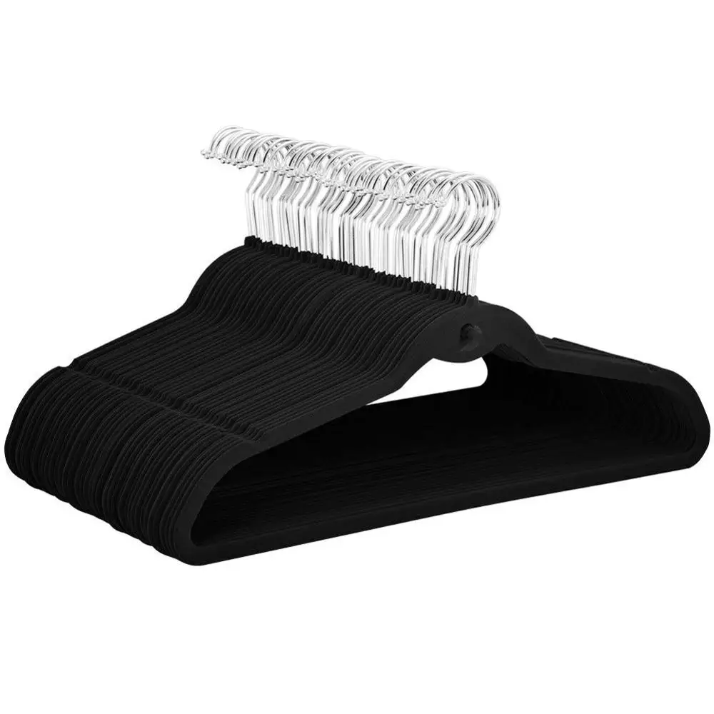 Черный бархат вешалка для одежды складная Вельветовая пальто Non slip Флокирование