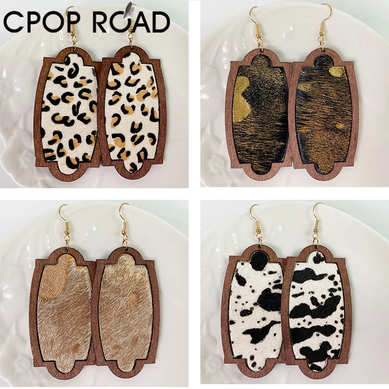 Wood Pendant Dangle Earrings Texture Jewelry Gift