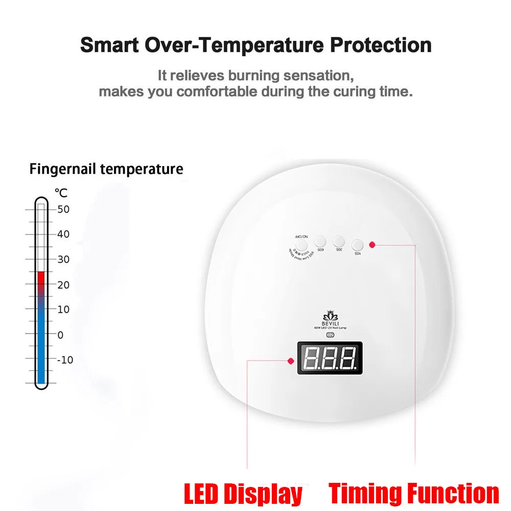 Сушилка для ногтей 48 Вт Светодиодная УФ лампа отверждения гель лака светильник