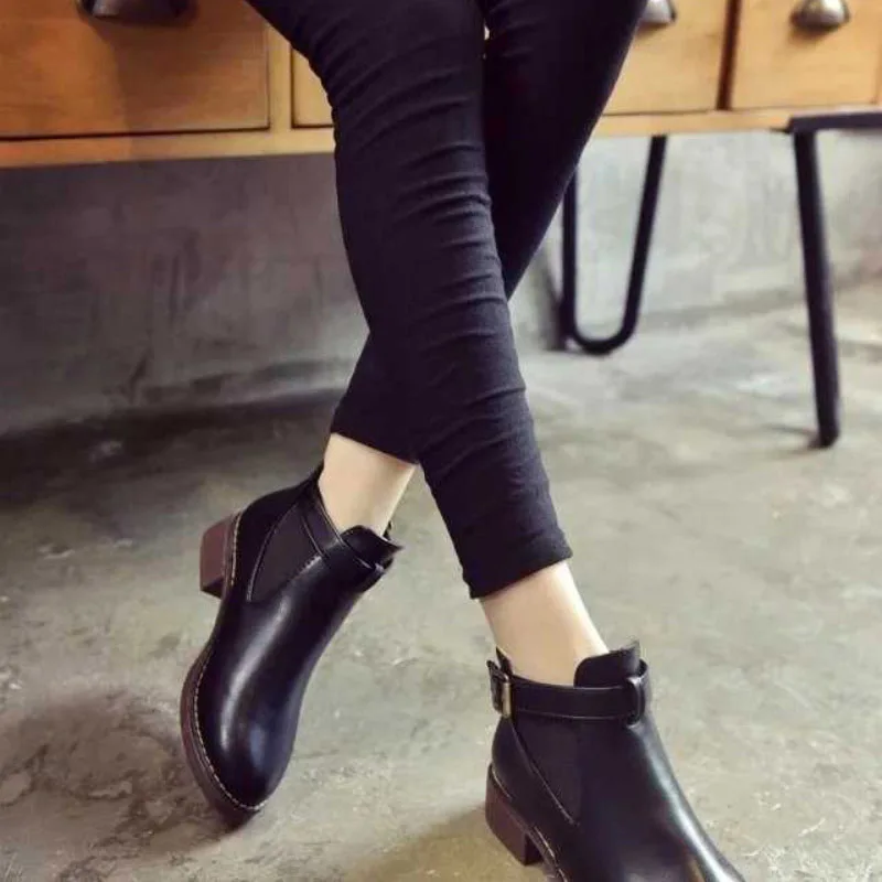 Bishen/осенне зимние ботинки женские ботильоны из искусственной кожи женская обувь