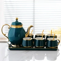 european porcelain teapot and cup set with saucer spoon tray ceramic british afternoon tea coffee mugs for home cold kettle