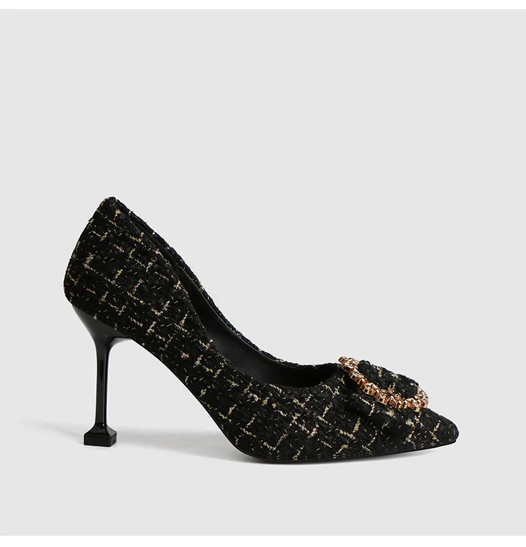 

Women's shoes sandals Europe and America autumn new sexy women's high-heeled shoes with diamonds cat heel shallow mouth shoes