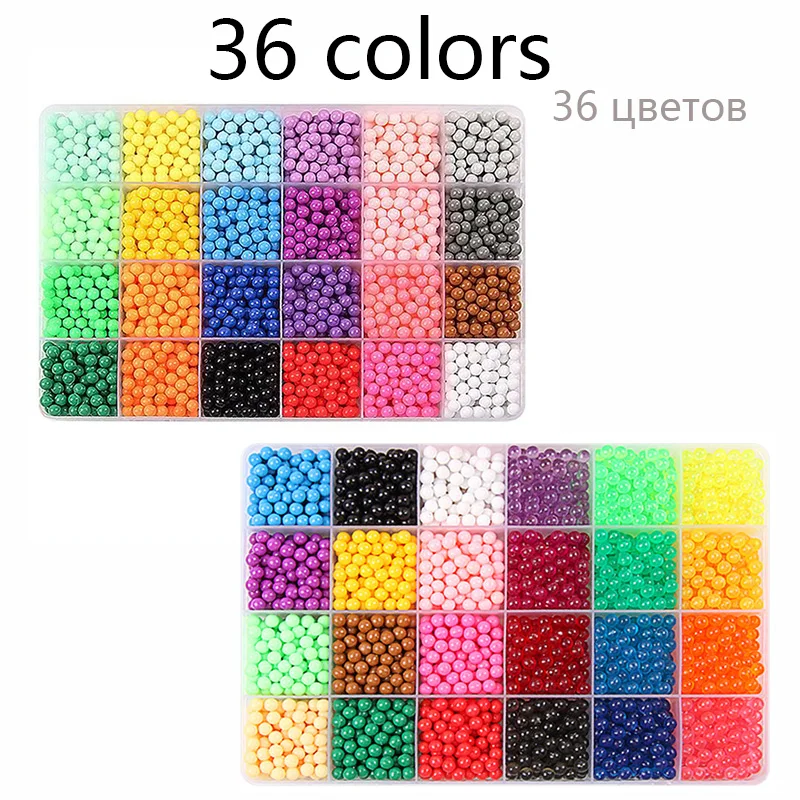 

36 colors 5mm Set Refill Beads Puzzle Crystal DIY Water Spray magic Beads Set Ball Games 3D Handmade Magic Toys For Children