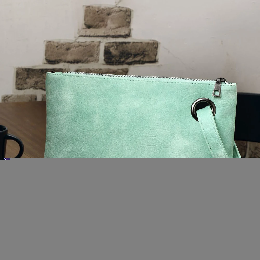 Женский однотонный клатч-конверт из искусственной кожи Большая вместительная