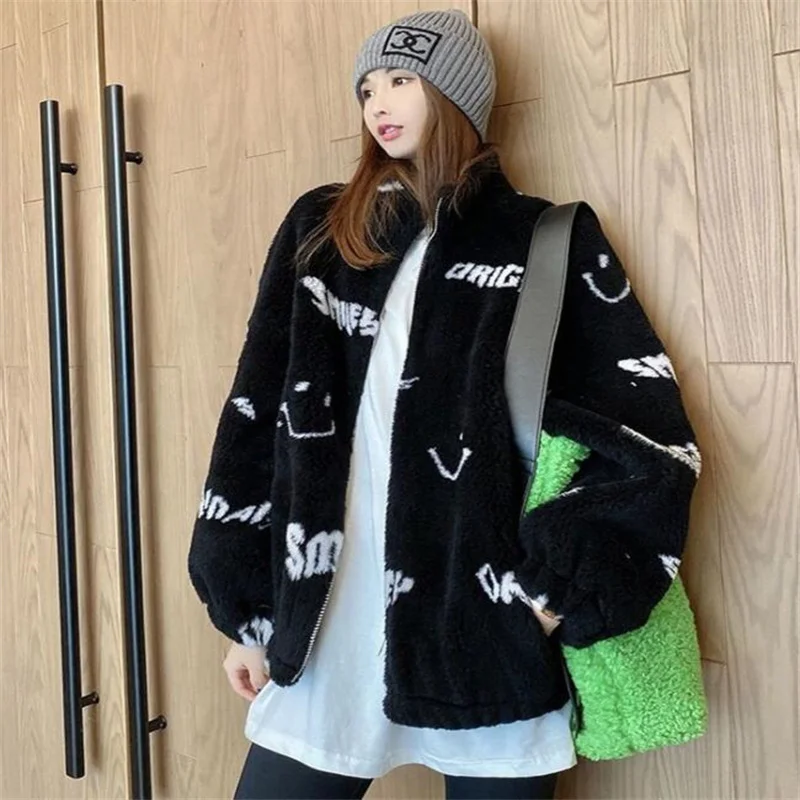 Sheep shearing faux fur coat women's new wool casual loose hooded jacket white куртка женская зима 2022 зимнее пальто жеснкое