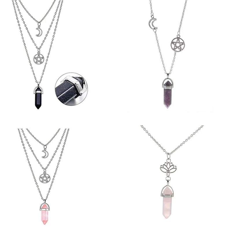 Модное ожерелье с подвеской в виде пентаграммы звезды чакры камни для женщин