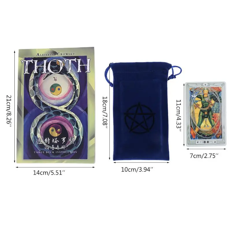 

Thoth Tarot 78 Cards Deck Family Party Board Game with Cards Bag and Guidebook Drop Shipping