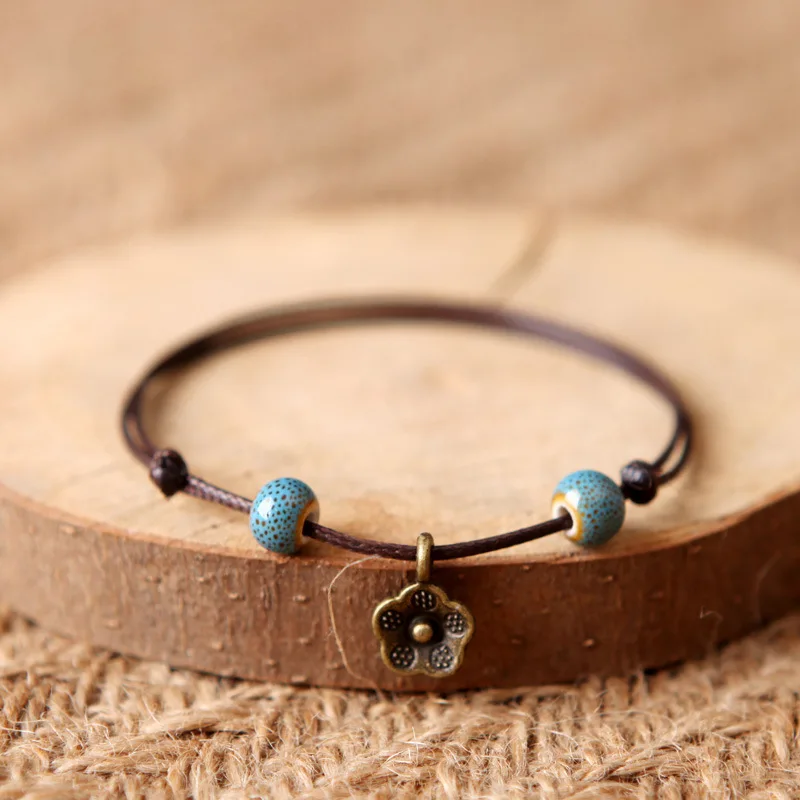 Ceramic Bracelet With Flower Pure Handmade Original Accessories Birthday Gift Retro Fashion Valentine's Day Jewelry For Lovers |