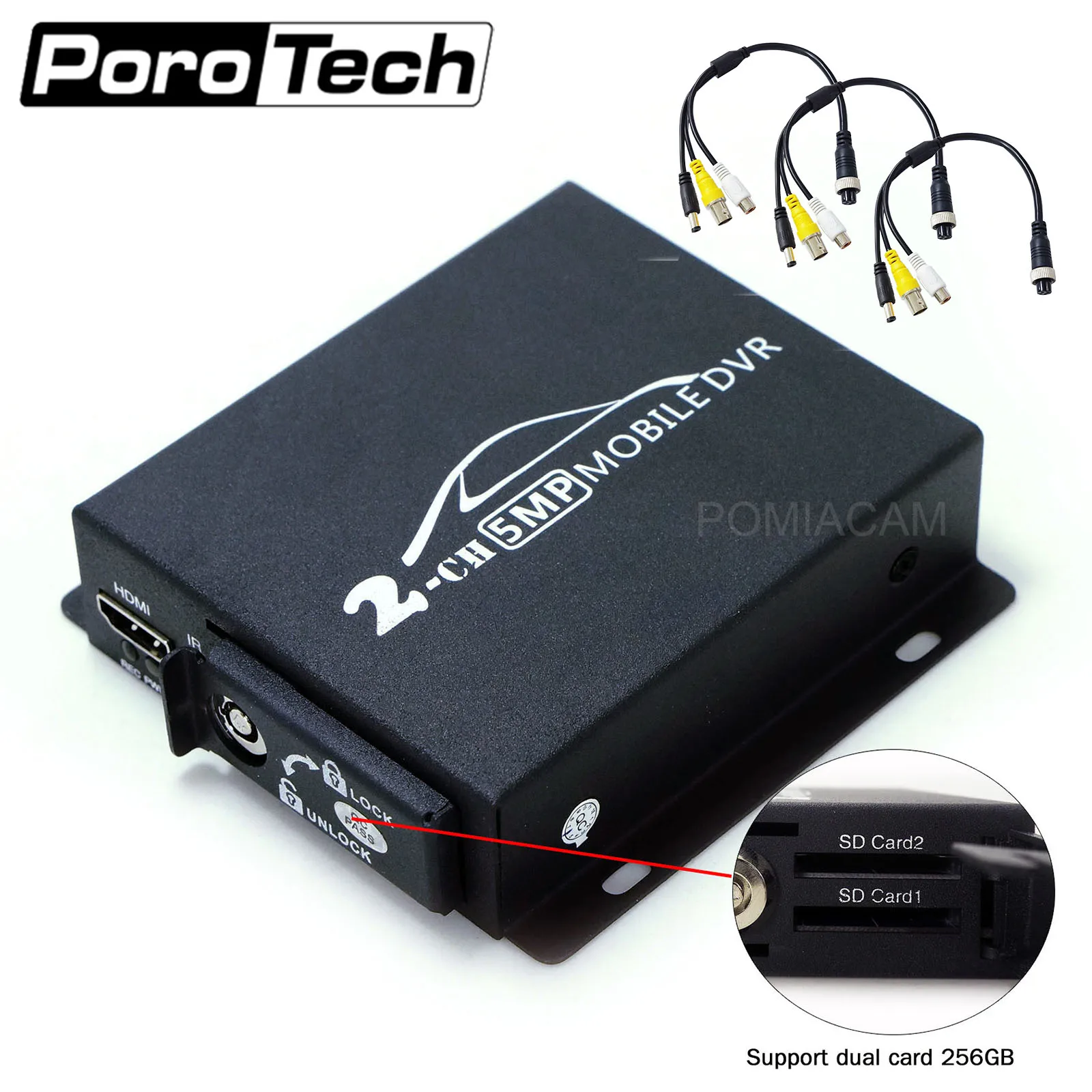 Mini grabador de vídeo DVR para coche y camión, dispositivo móvil de 2 canales, 5MP, 1080P, AHD, 960P, CVBS, cámara con ranura para tarjeta SD Dual, Control remoto