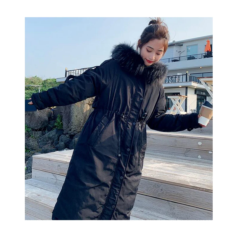2019 зимние женские пуховики Зимняя куртка большое меховое толстое изящное