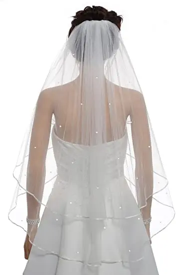 Фото Модная Милая свадебная вуаль нового стиля с лентой по центру со стразами и
