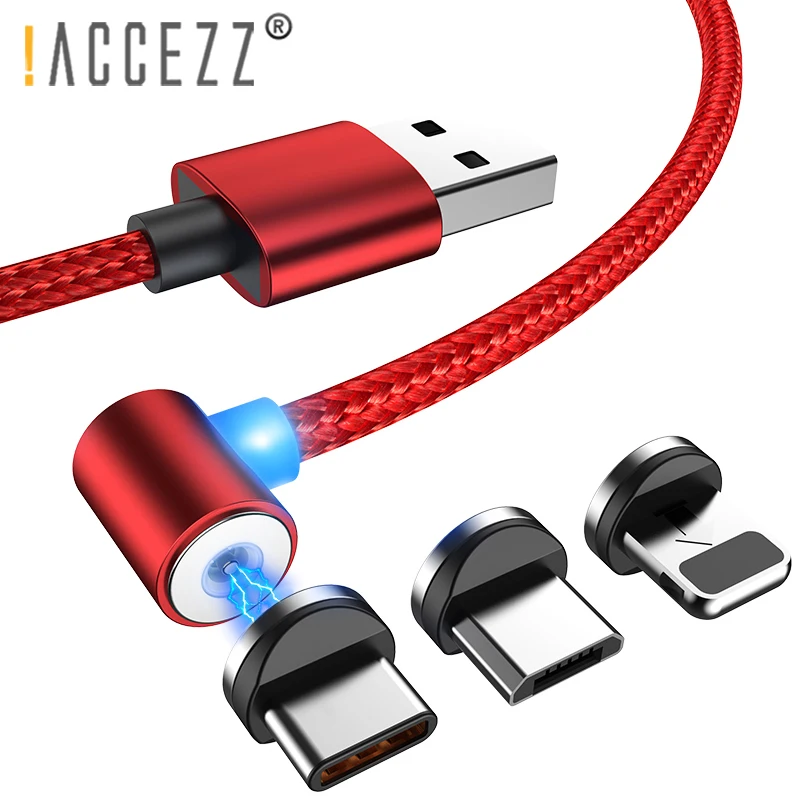 ! L образный светодиодный магнитный кабель ACCEZZ для быстрой зарядки iPhone 11X7 8 Plus XS MAX