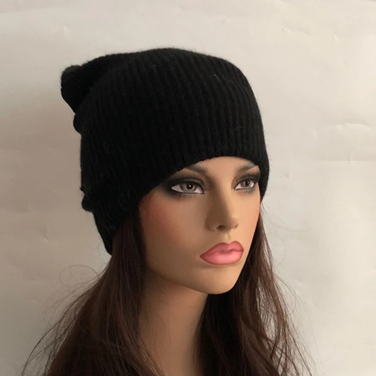 

Casual Nieuwe Winter Wollen Muts Effen Eenvoudige Konijnenbont Beanie Hoed Voor Vrouwen Winter Skullies Warm Zwaartekracht Valt