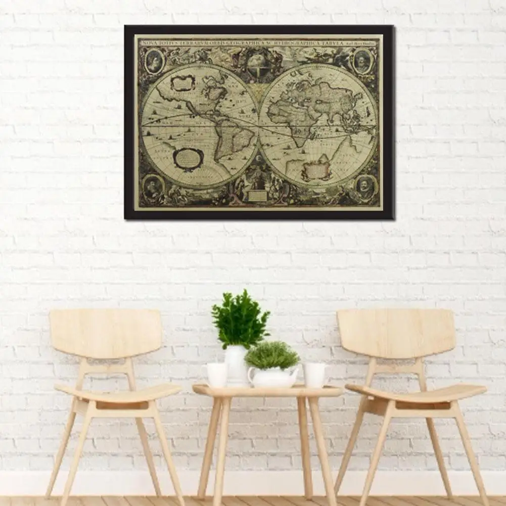 Карта мира в стиле ретро морская фотография винтажный постер из крафт бумаги