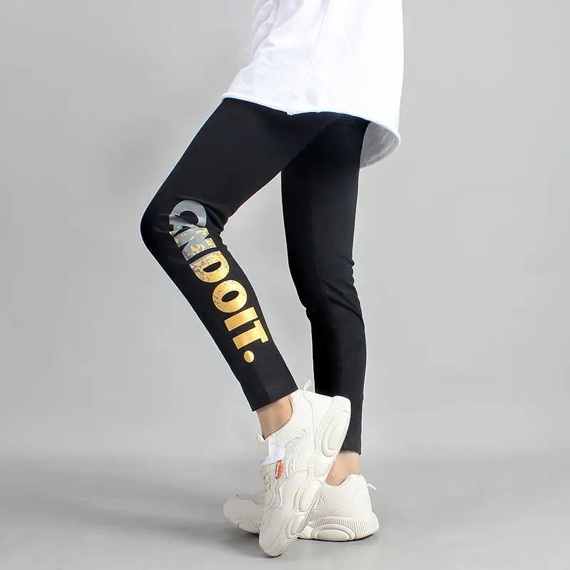 

Kids pants spring and summer new thin girls sports pants alphabet students cotton trousers baby clothes