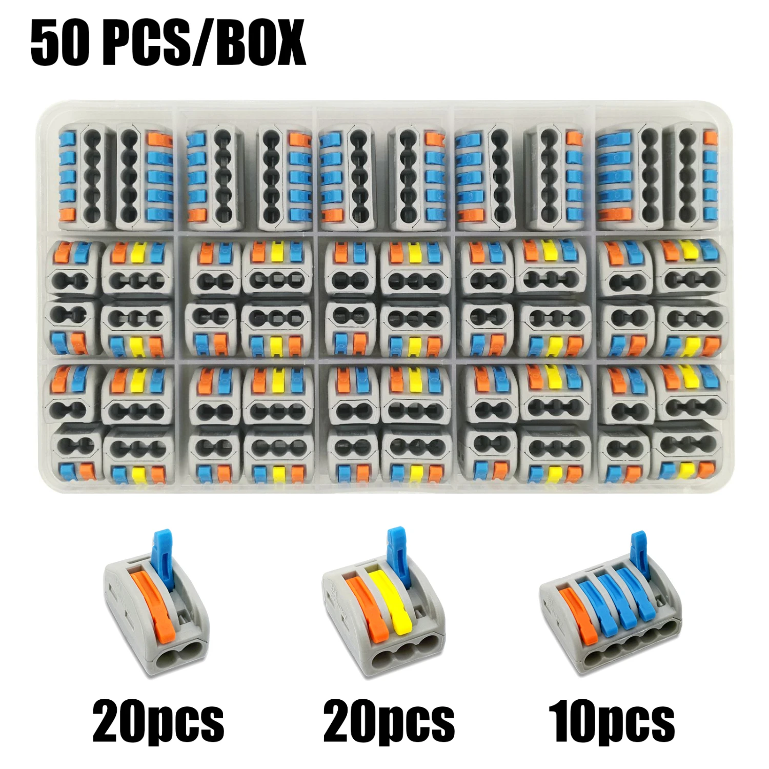 50boxA (color) Тип 30/50/60/96 шт смешанные в штучной упаковке быстрый соединитель проводов PCT-212/213/214/215 компактный проводки соединитель-проводник клеммной колодки - Цвет: 50boxA (color)