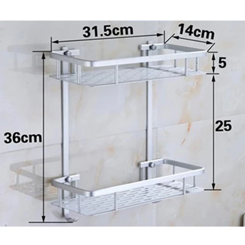 

Wall Mounted Space Aluminum Towel Storage Hanger Shelf Holder Stand Rack with 4pcs Hooks for Home Hotel Bathroom