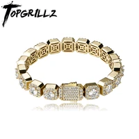 topgrillz iced clustered tennis bracelet in yellowwhite gold10mm with spring clasp hip hop fashion jewelry