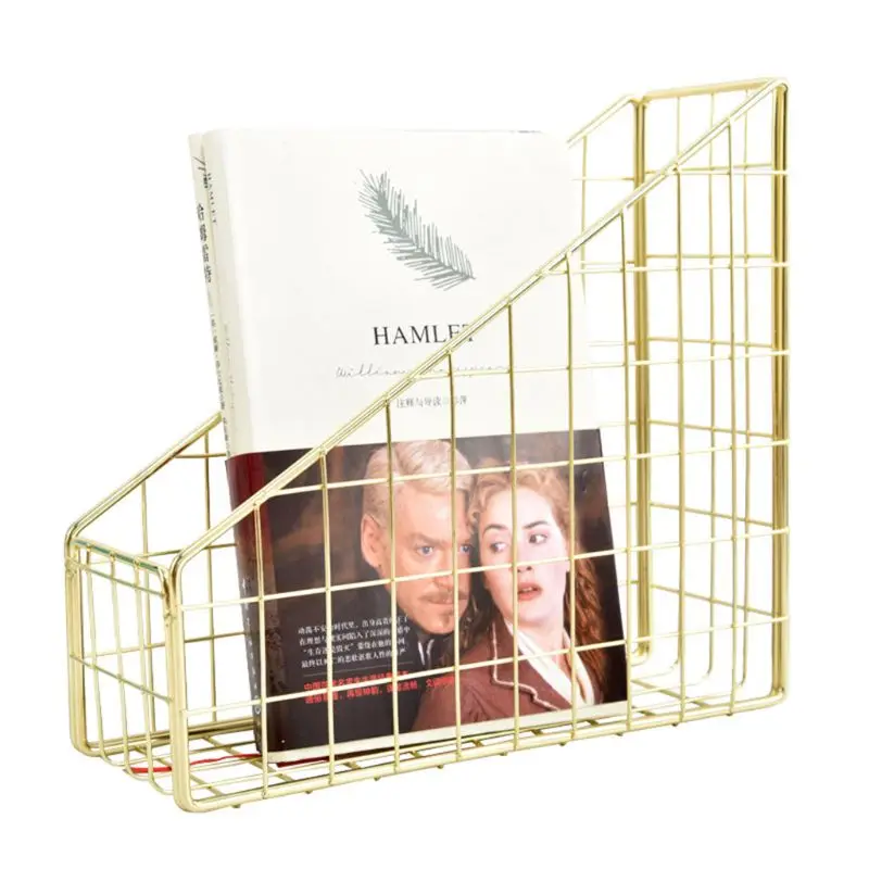 

Nordic Wrought Iron Grid File Holder Simple Single Layer Desk Shelf Book Storage