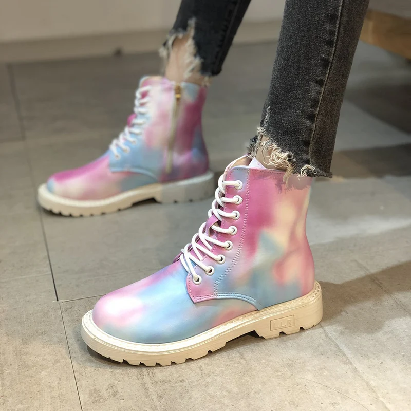 

High-top Lace-up Side Zipper Platform Martin Boots Women's Single Shoes 2021 New Fashion Street Shooting Versatile Women's Boots