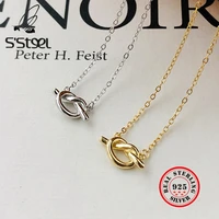 ssteel simple heart pendant necklace 925 sterling silver necklaces for women charms knot pendants gold chain minimalist jewelry